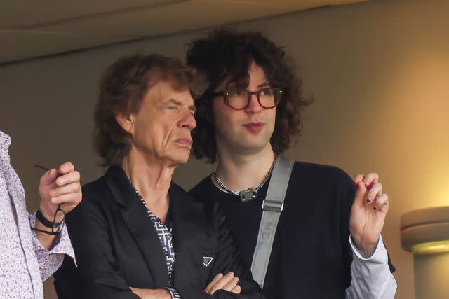 <p>Ryan Pierse/Getty</p> Mick Jagger and Lucas Jagger on July 28, 2023 in London, England.