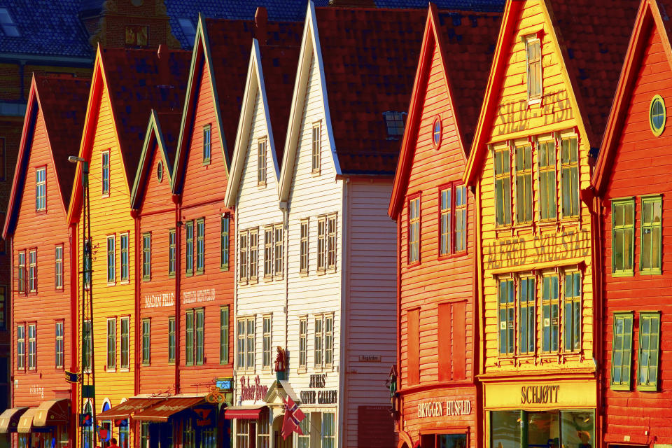 Bright colored streets in Bryggen