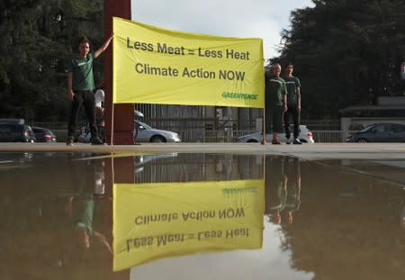 Greenpeace holds a protest in front of U.N. in Geneva