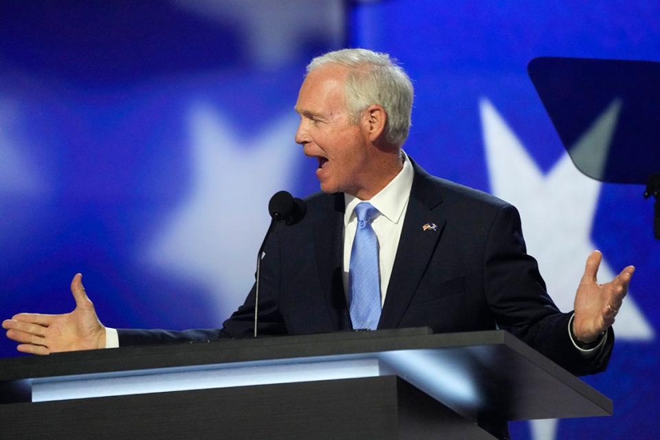 Sen. Ron Johnson (Wisc.) speaks during the first day of the Republican National Convention. The RNC kicked off the first day of the convention with the roll call vote of the states.
