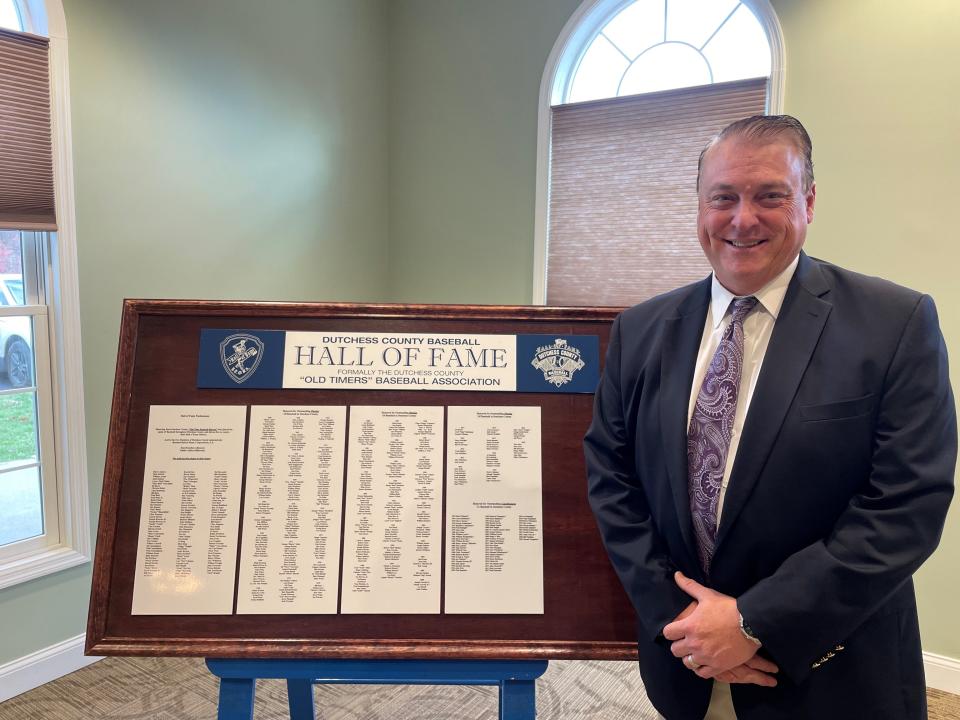 Clinton Corners native Steve Kost poses during a ceremony in which he was inducted into the Dutchess County Baseball Hall of Fame.