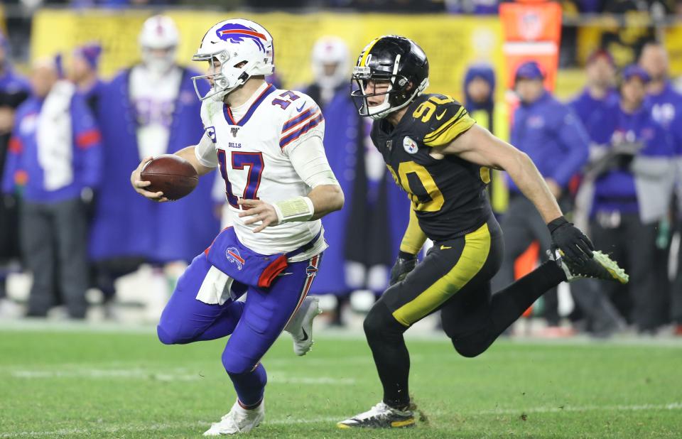 Bills QB Josh Allen (17) and Steelers OLB T.J. Watt (90) should both be getting hefty second contracts sometime soon.