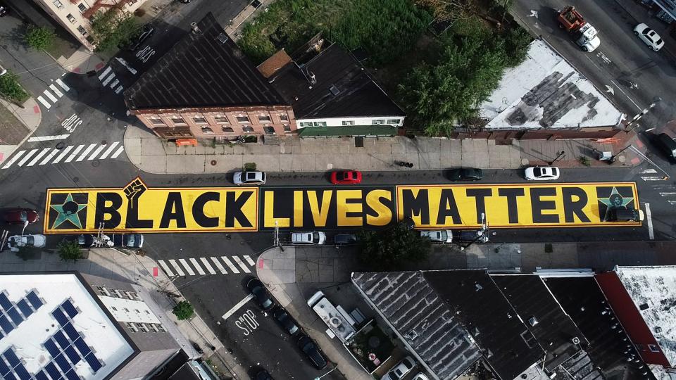 A Black Lives Matter mural on Grand St in Jersey City, N.J. on Tuesday Aug. 11, 2020.