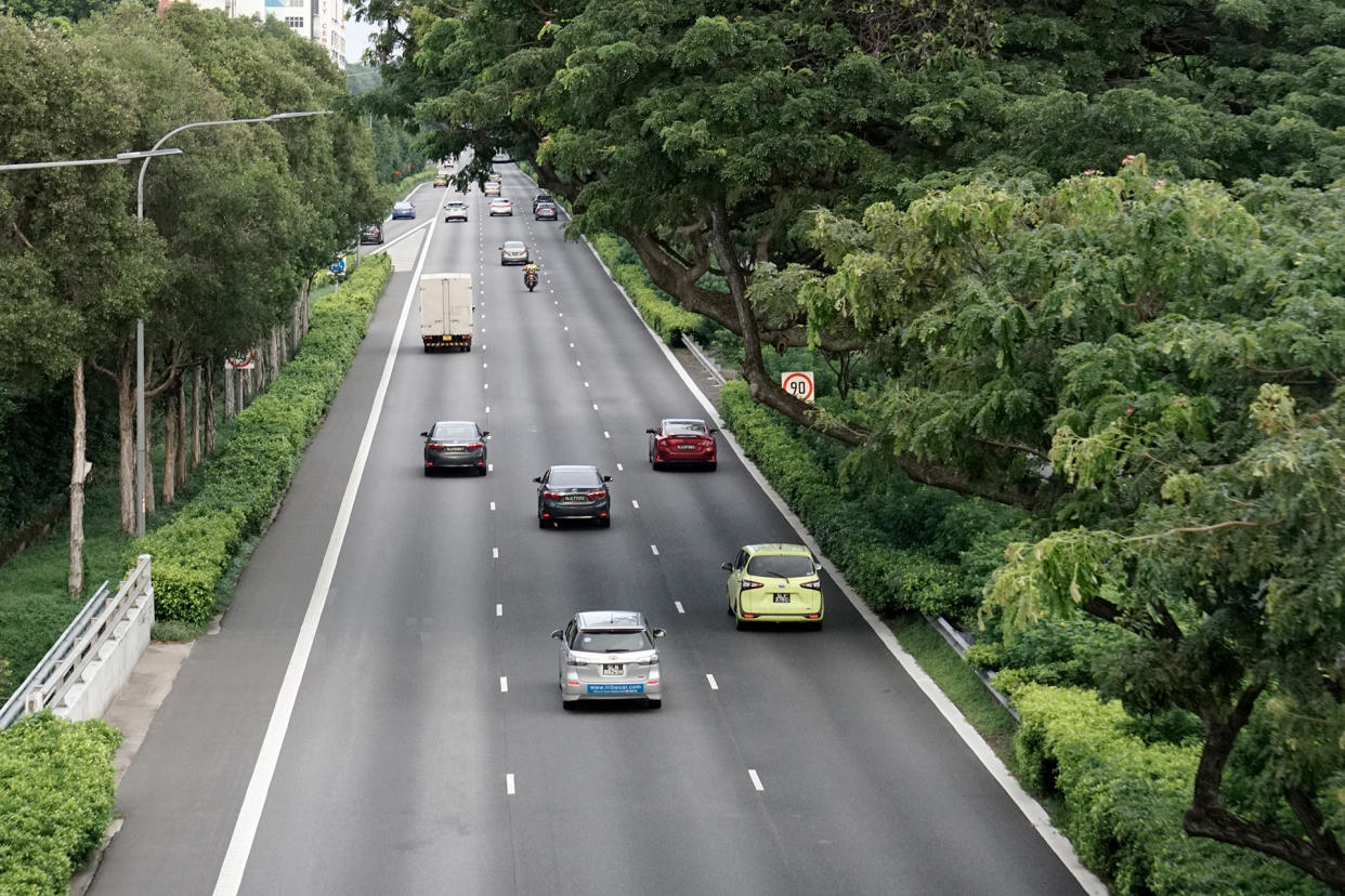 Traffic seen along the Pan Island Expressway (PIE). (PHOTO: Dhany Osman / Yahoo News Singapore)