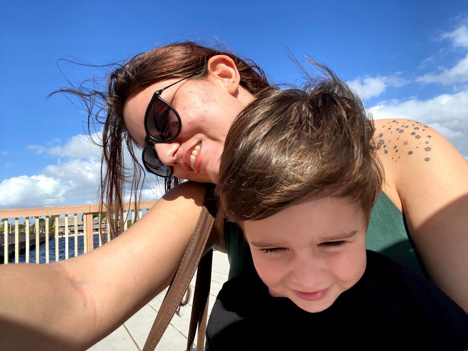 The author, Stefania, and her nephew on the Yacht Club Beach Pier on January 1, 2021.