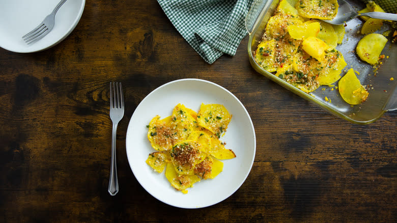 turnip gratin served on table