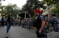 Lebanese policemen are seen in front of a court building in Beirut, Lebanon October 20, 2017. REUTERS/Jamal Saidi