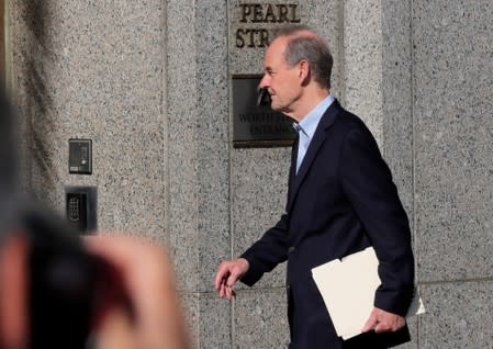 Lawyer David Boies enters the courthouse ahead of a bail hearing in U.S. financier Jeffrey Epstein's sex trafficking case in New York City