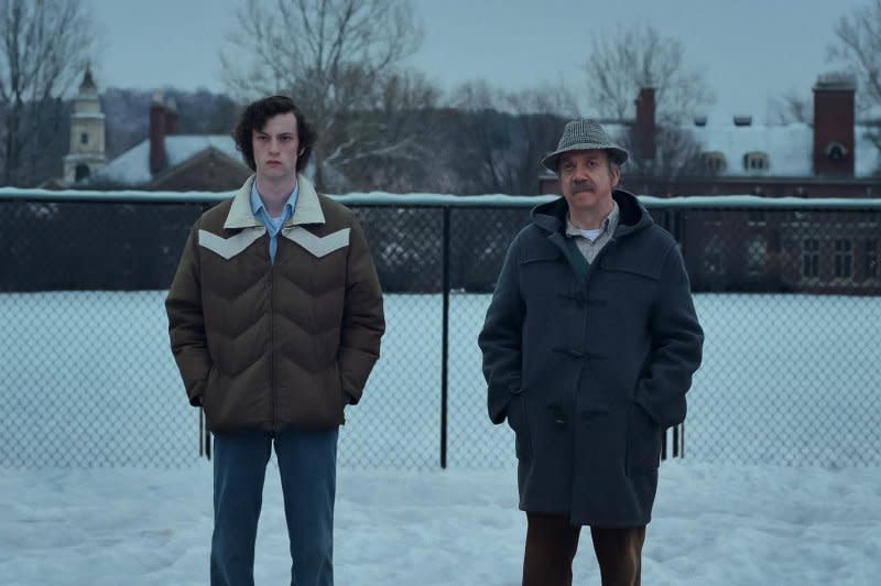 Dominic Sessa (L) and Paul Giamatti star in "The Holdovers." Photo courtesy of focus Features