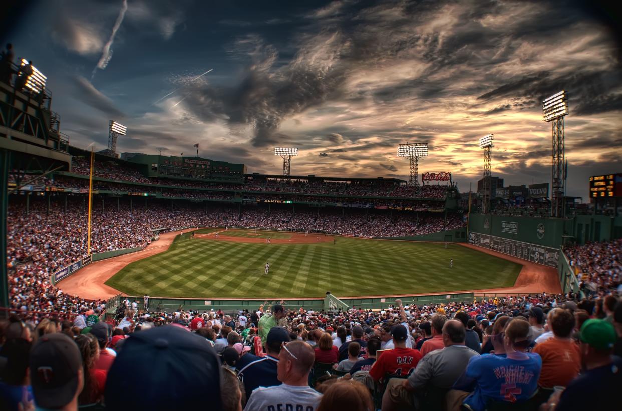 Crowded Fenway Park during a game.