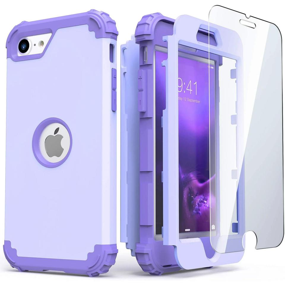 purple iphone case with clear screen protecter 