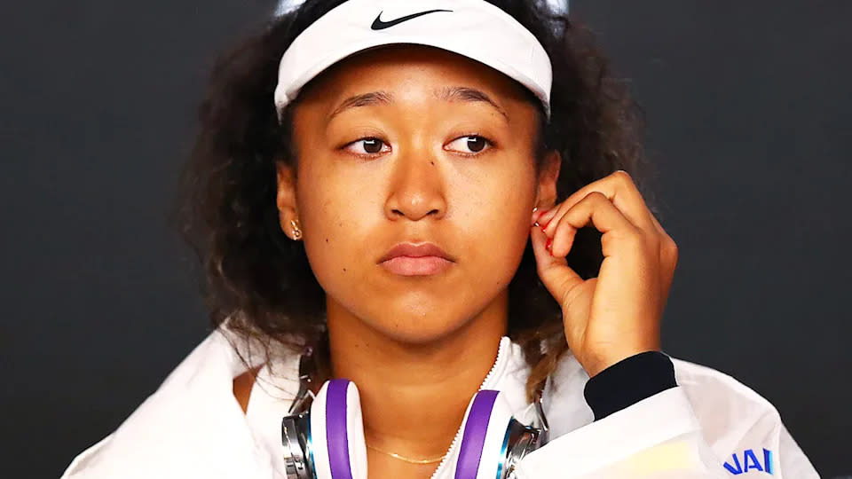 Pictured here, Naomi Osaka speaking at the Australian Open in 2020. 