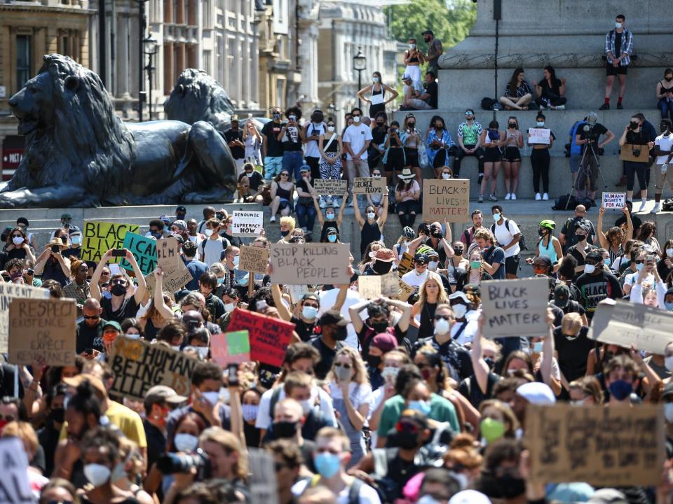 Protesters take part in a Black Lives Matter march at Trafalgar Square, London on 31 May 2020: Getty Images