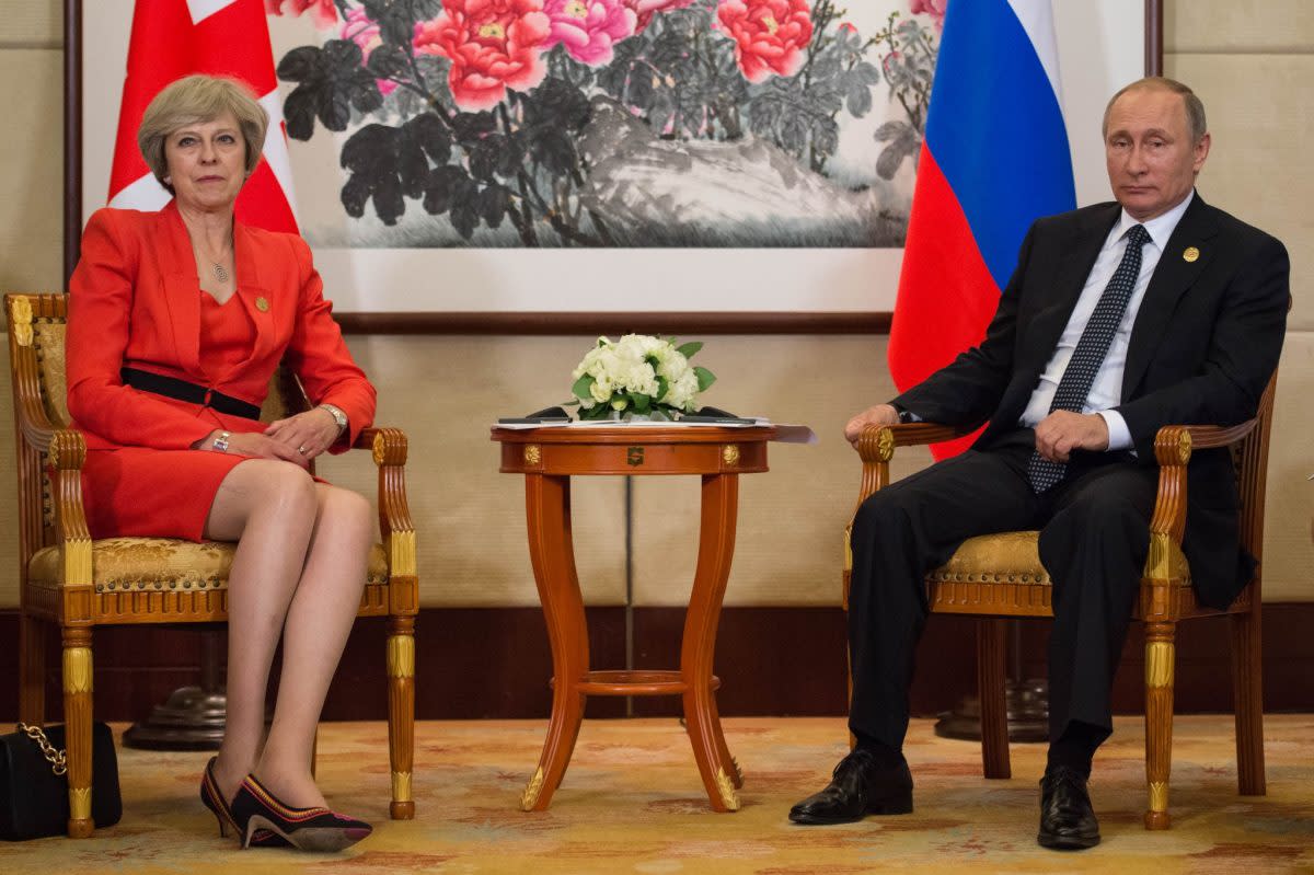 Prime Minister Theresa May and Russian President Vladimir Putin before G20 Summit 4 September 2016. [Photo credit: Stefan Rousseau | PA Archive/PA Images]