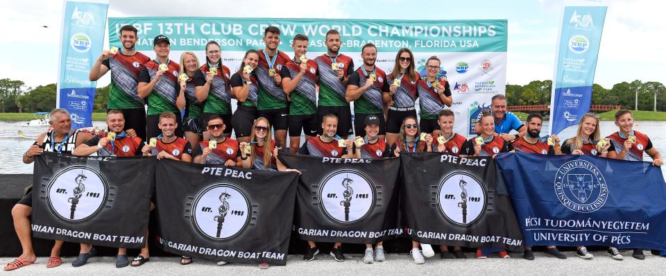 PTE-PEAC Hungarian Dragon Boat Team wins the gold in their division. The International Dragon Boat Federation 13th IDBF Club Crew World Championships is being held at Sarasota-Bradenton's Nathan Benderson Park (NBP) from now through Sunday, July 24, 2022. The event is free and open to the public, however, there is a $15 parking charge if you'd like to park on the island. For more information visit 2022ccwc.com. Livestreams of the event visit youtube.com/nathanbendersonparkconservancy.