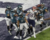 <p>New England Patriots tight end Rob Gronkowski (87) is unable to catch a pass in the final seconds of NFL Super Bowl 52 football game against the Philadelphia Eagles, Sunday, Feb. 4, 2018, in Minneapolis. (AP Photo/Eric Gay) </p>