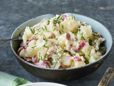 Smashed Red Potatoes with Crème Fraîche