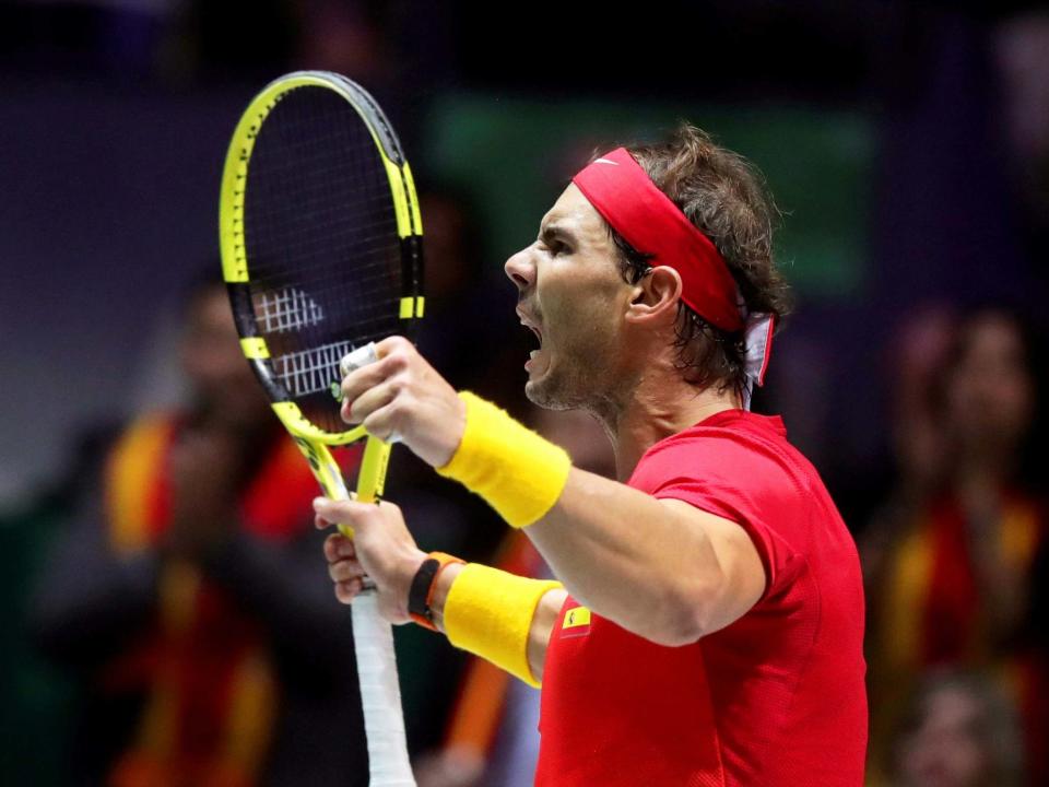 Nadal celebrates at Caja Magica: EPA