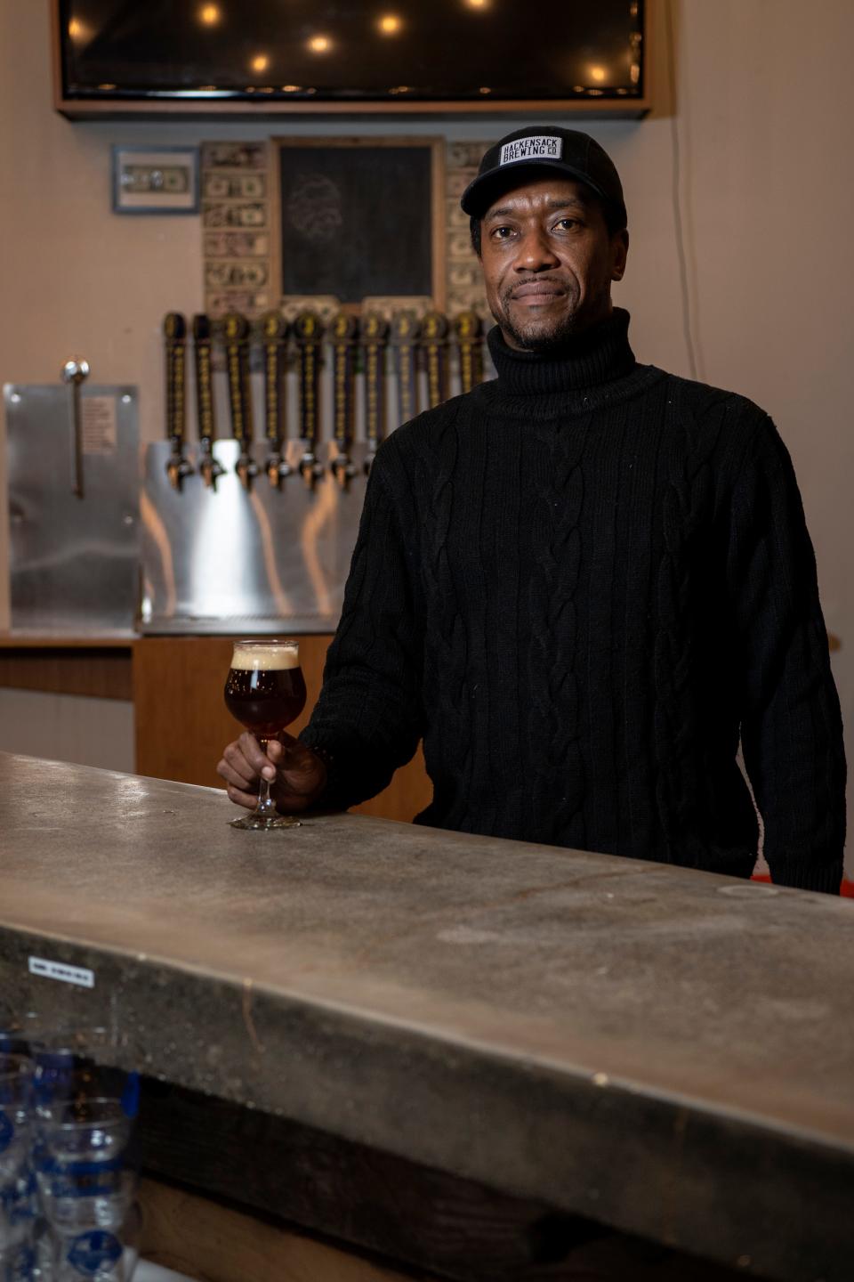 Herbert Lamont Barr, one of the owners of Hackensack Brewing Co., at the taproom on Tuesday, January 12, 2021. 