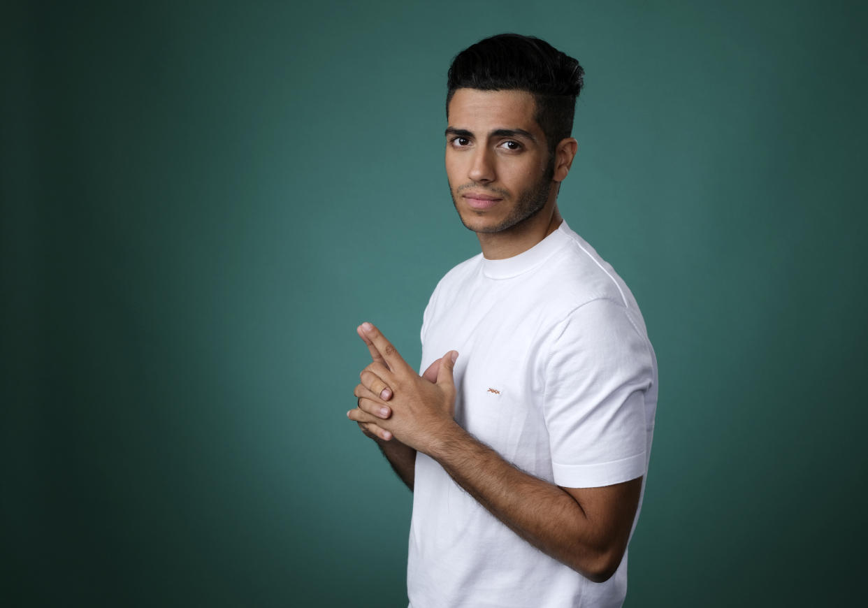 Mena Massoud, a cast member in the Hulu series "Reprisal," poses for a portrait during the 2019 Television Critics Association Summer Press Tour at the Beverly Hilton, Friday, July 26, 2019, in Beverly Hills, Calif. (Photo by Chris Pizzello/Invision/AP)