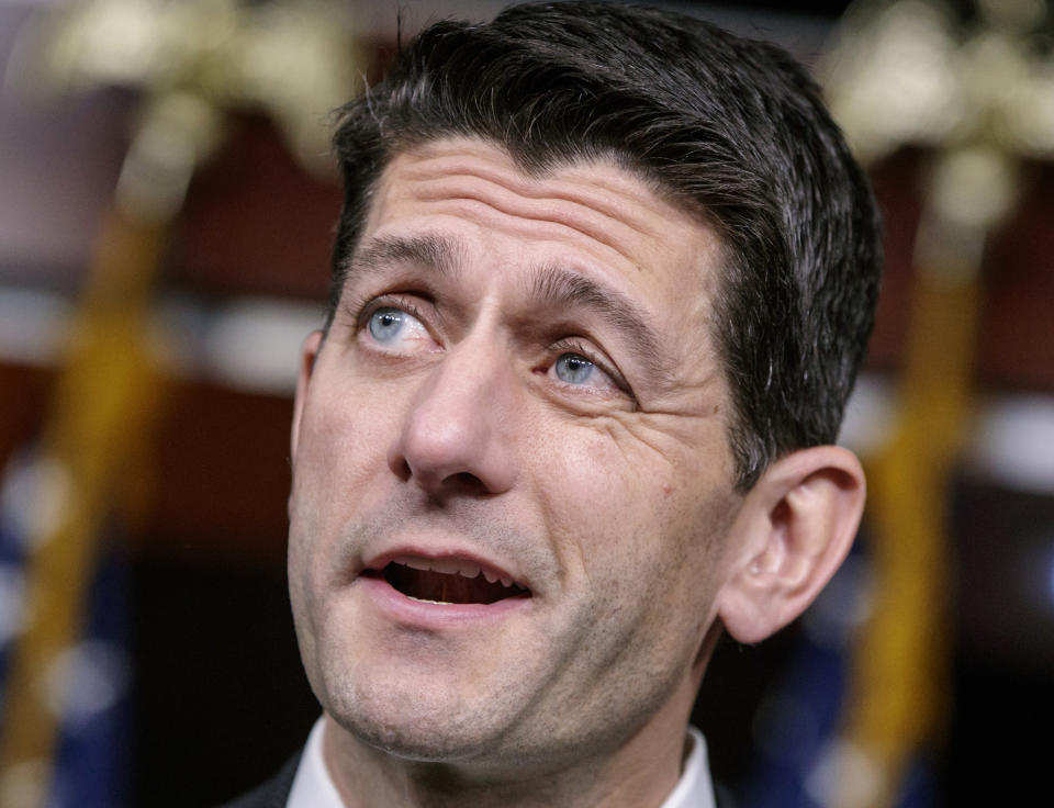 FILE - In this March 24, 2017, photo, House Speaker Paul Ryan of Wis., announces that he is pulling the troubled Republican health care overhaul bill off the House floor at the Capitol in Washington. Note to President Donald Trump and House Republicans: People really don't like your approach to overhauling America's health care. If you're hoping to revive the effort, you may want to try something different. (AP Photo/J. Scott Applewhite, file)