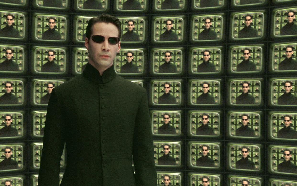 Actor Keanu Reeves shown in a scene from the futuristic action thriller 'The Matrix Reloaded'