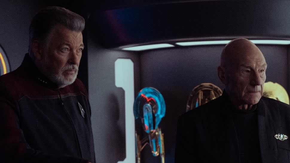 Jonathan Frakes and Patrick Stewart in season 3 of 'Star Trek: Picard.'