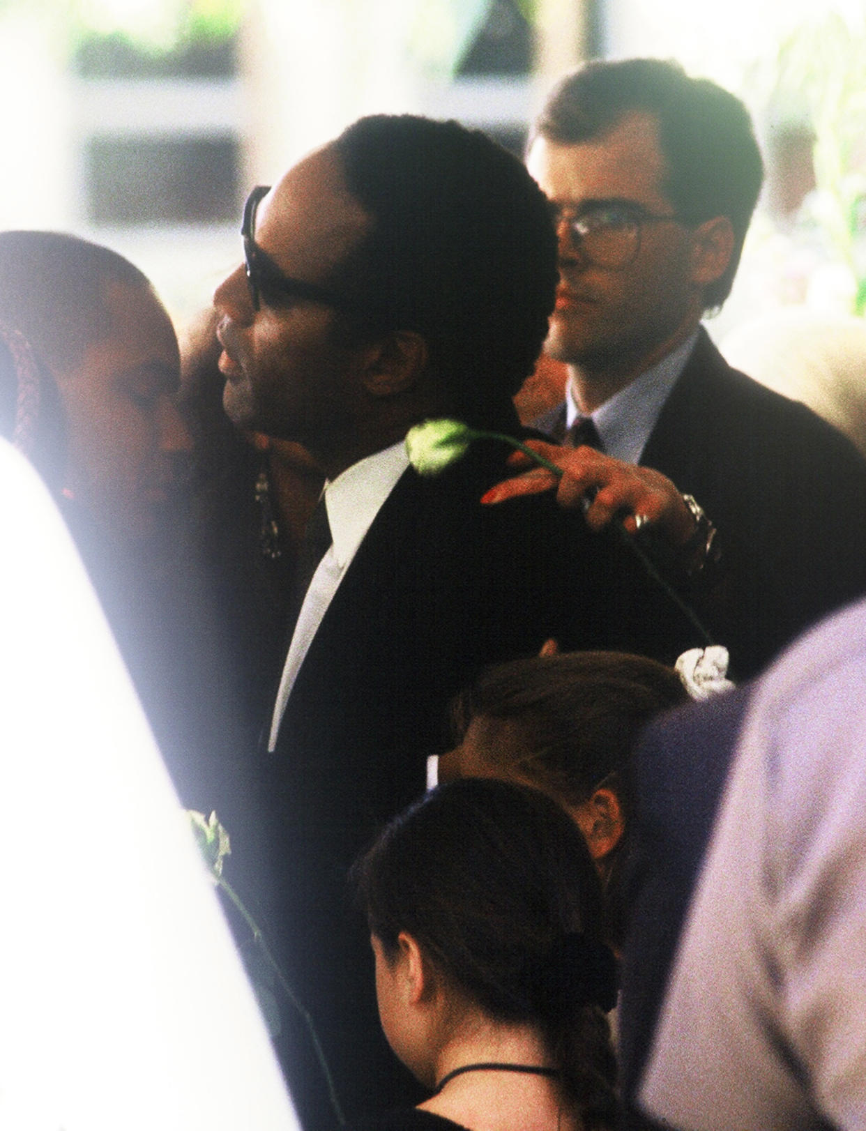 O.J. Simpson attended both the wake and the funeral — shown here on June 16, 1994 — before being arrested in the killings.