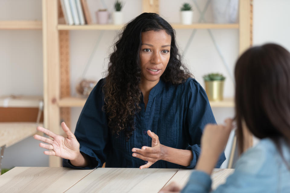 Asking for more from your boss - such as a pay rise, promotion or flexible working - doesn't come easily to a lot of us but having a tough conversation could really pay off. (Getty Images)