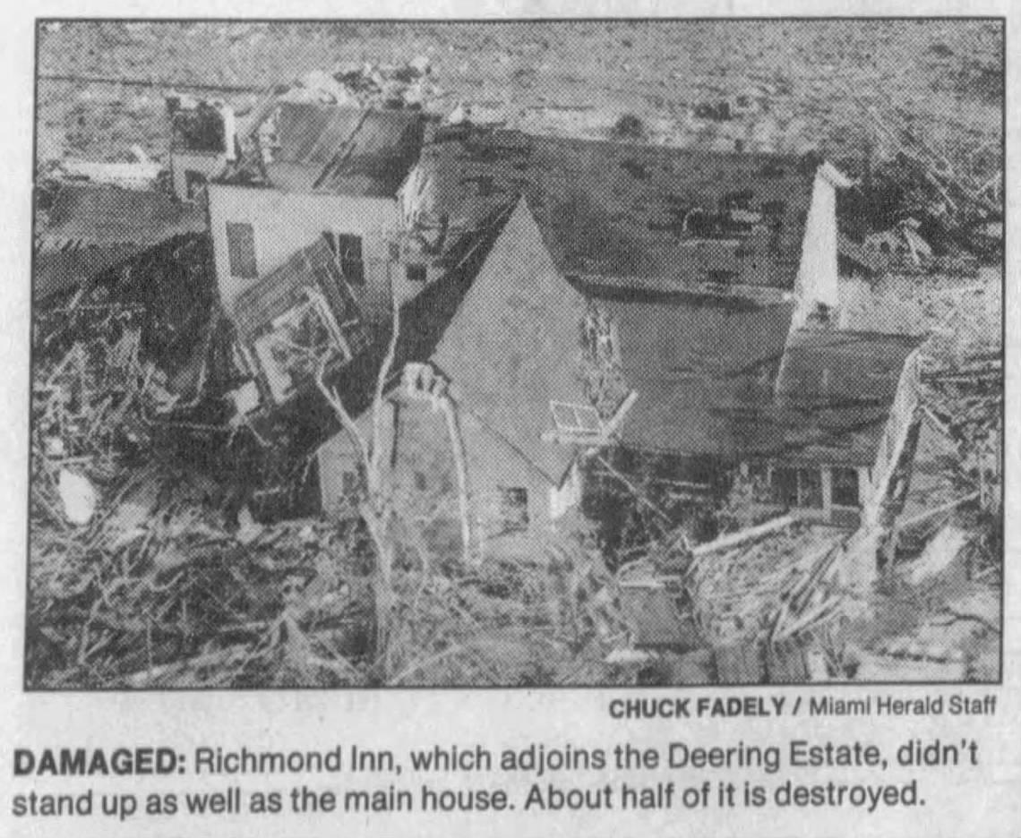 The Deering Estate was seriously damaged by Hurricane Andrew on Aug. 24, 1992. This photo was published in The Miami Herald newspaper on Aug. 30, 1992.