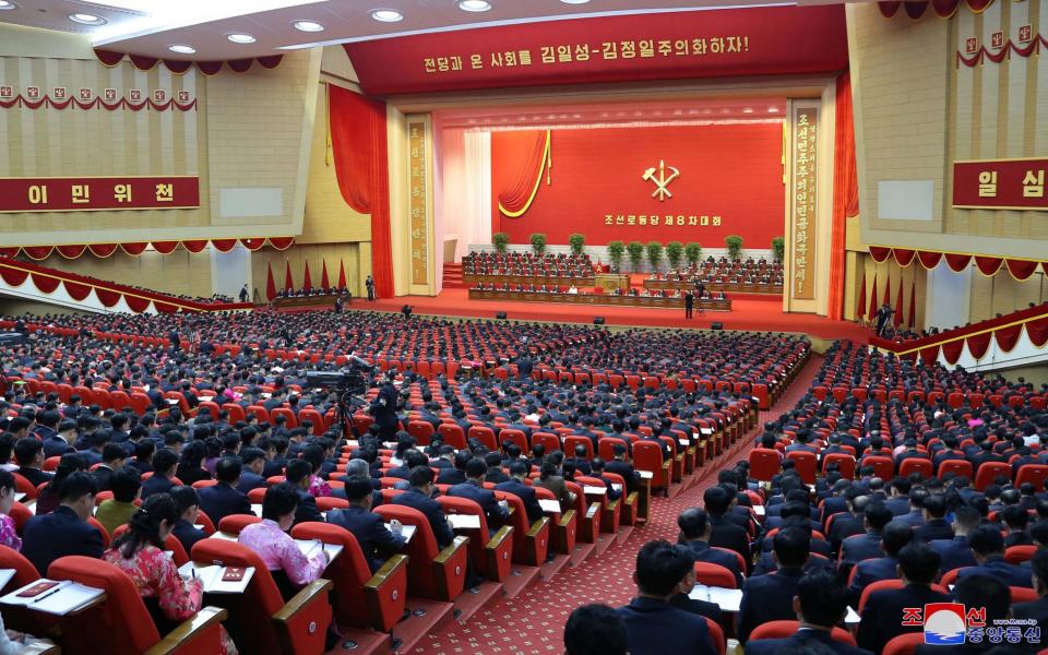Kim Jong-un, North Korea’s authoritarian ruler, opened a rare ruling Workers’ Party congress this week - KCNA