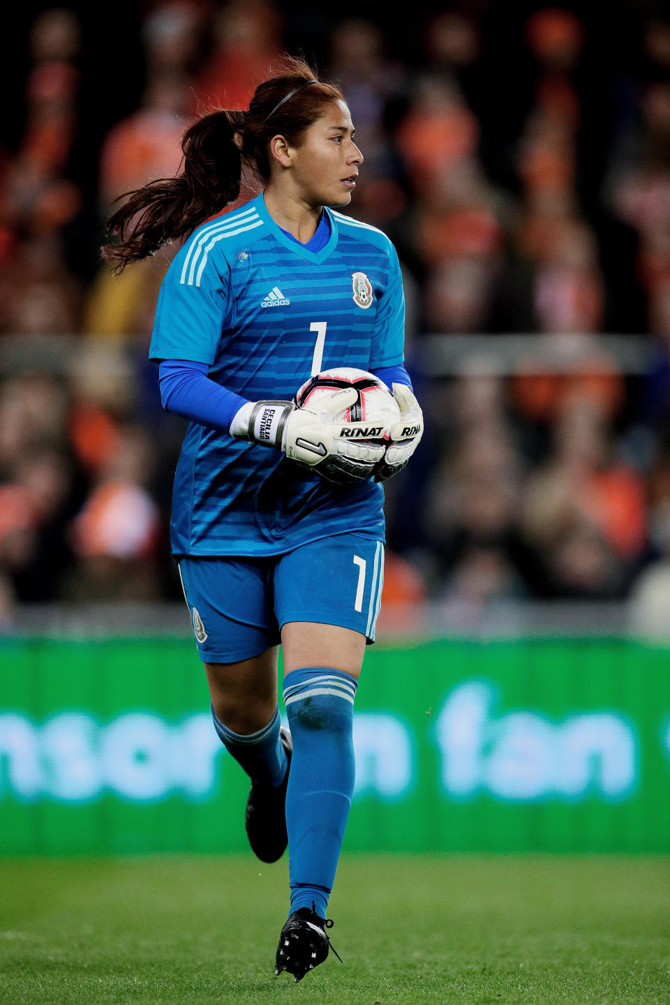 Cecilia Santiago durante el amistoso entre las selecciones de México y Holanda, el 5 de abril de 2019. / Foto: Getty Images