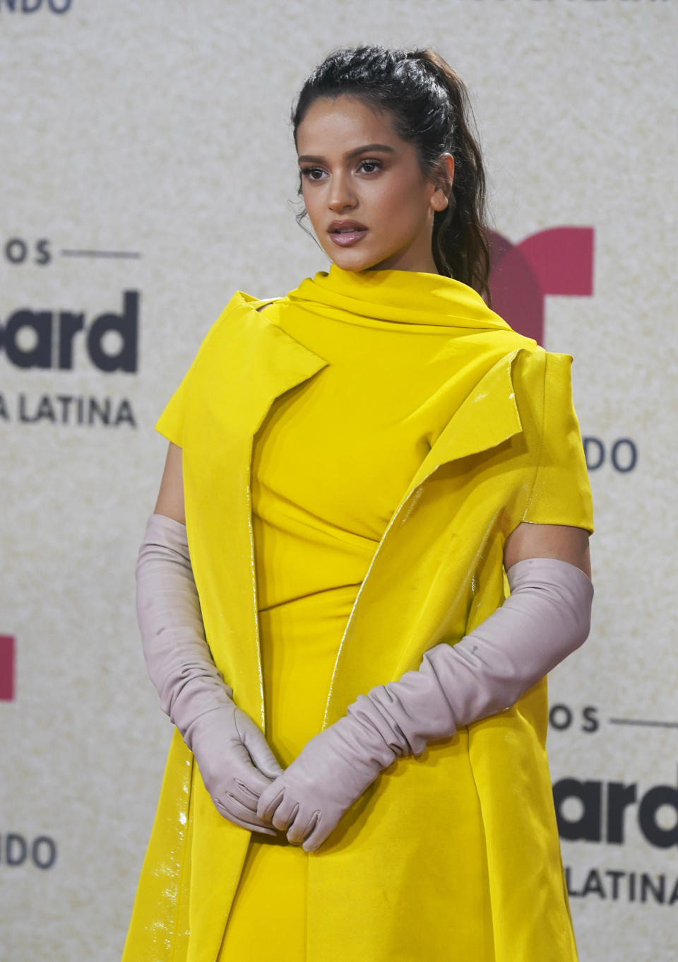 Rosalia arrives at the Billboard Latin Music Awards on Thursday, Sept. 23, 2021, at the Watsco Center in Coral Gables, Fla. (AP Photo/Marta Lavandier)