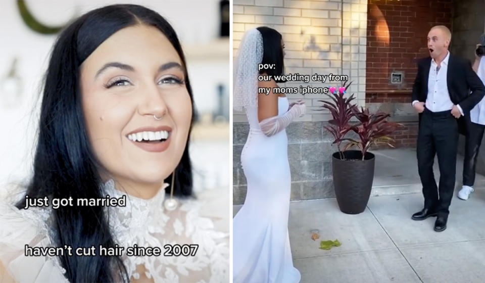 TikTok bride vora shows off hair transformation to husband