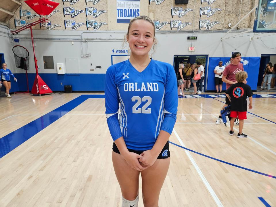 Orland sophomore middle blocker Lillianna Rowe is one of the most imposing and athletic hitters in the section.