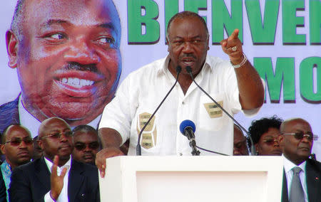 REFILE - QUALITY REPEAT Gabon's incumbent President Ali Bongo Ondimba speaks ahead of the August 27 election at a campaign rally in Libreville, Gabon, July 29, 2016. REUTERS/Stringer