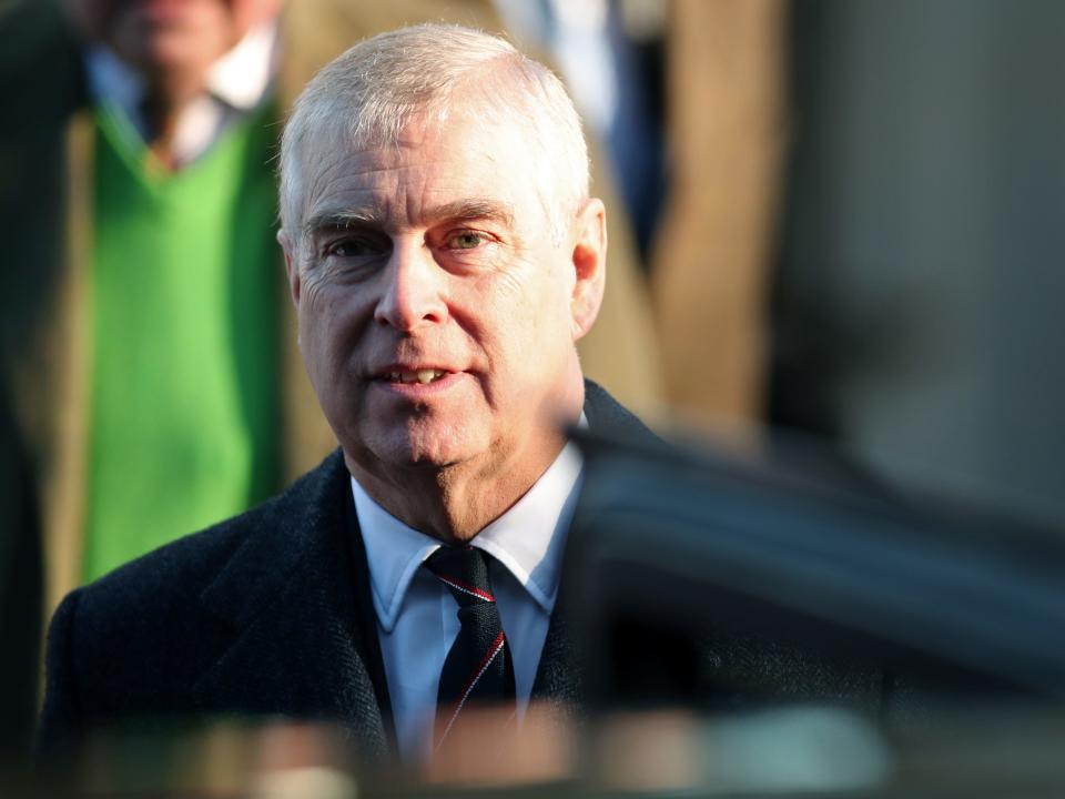 FILE PHOTO: Britain's Prince Andrew leaves St. Mary the Virgin church in Hillington, near royal Sandringham estate, in Norfolk, Britain January 19, 2020. REUTERS/Chris Radburn