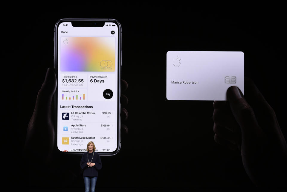 CUPERTINO, CA - MARCH 25: Jennifer Bailey, vice president of Apple Pay, speaks during an Apple product launch event at the Steve Jobs Theater at Apple Park on March 25, 2019 in Cupertino, California. Apple announced the launch of it's new video streaming service, unveiled a premium subscription tier to its News app, and announced  it would release its own credit card, called Apple Card.  (Photo by Michael Short/Getty Images)