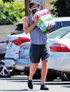 <p>Zachary Quinto loads up on flavored water in L.A. on Monday. </p>