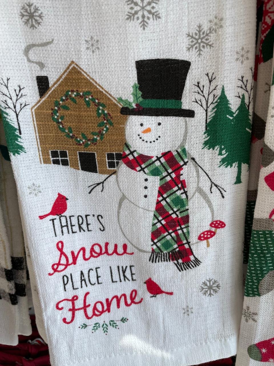 Christmas towels are popular items at the Driesengas' new craft location in Powell.