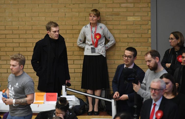 <span class="caption">Dejected Labour supporters at the count in Jeremy Corbyn’s seat of Islington North, December 12 2019.</span> <span class="attribution"><span class="source">Joe Giddens/PA Wire/PA Images</span></span>