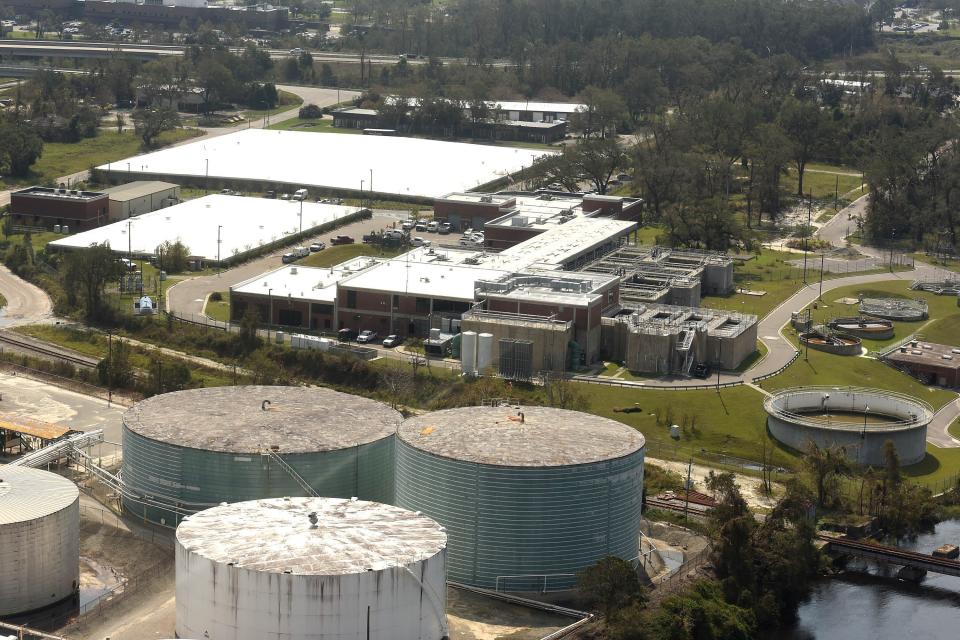 The CFPUA Sweeney Water Treatment Plant along the Cape Fear River north of downtown Wilmington. Water drawn from the Cape Fear River is treated here before being pumped out to people's homes. The plant serves about 80% of the authority's public water customers.