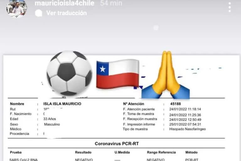 La historia que Mauricio Isla publicó en su cuenta de Instagram para que lo dejen ingresar en Chile