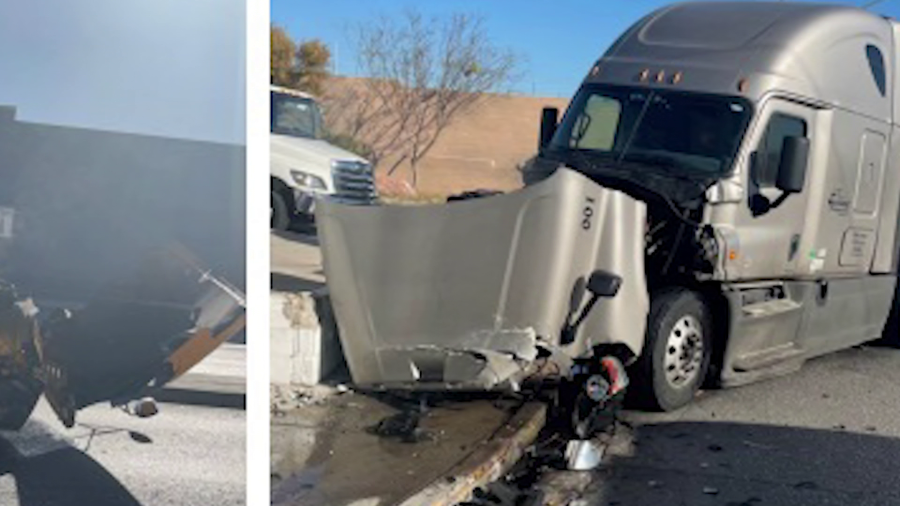On Feb. 2, a school bus failed to yield and crashed head-on with a semi-truck in North Las Vegas near Losee Road and Lake Mead Boulevard. There were no children onboard at the time of the crash. (CCSD)