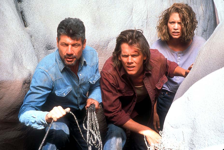 From left: Fred Ward, Kevin Bacon and Finn Carter in 1990’s ‘Tremors’ - Credit: MCA/Universal Pictures/Photofest