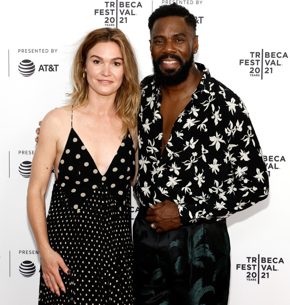 <p>Julia Stiles and Colman Domingo bring the patterns to the Tribeca Film Festival premiere of <em>The God Committee</em> in Brooklyn on June 20.</p>