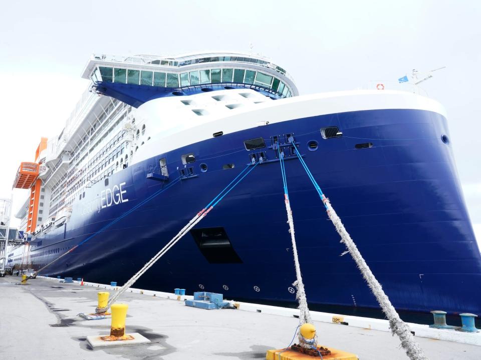 a closeup of the front of the Celebrity Edge