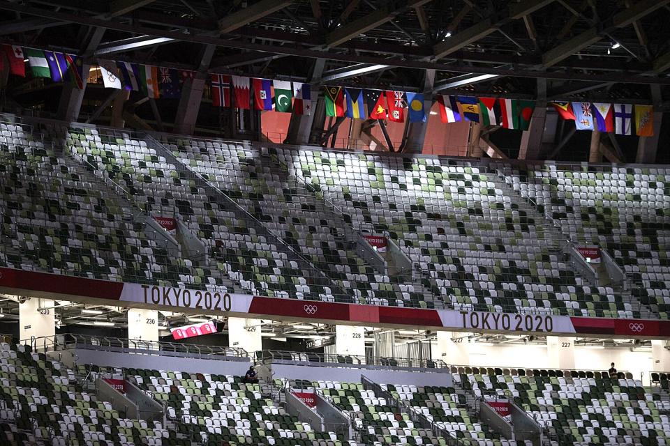 Empty seats are seen right before the opening ceremony of the Tokyo 2020 Olympic Games