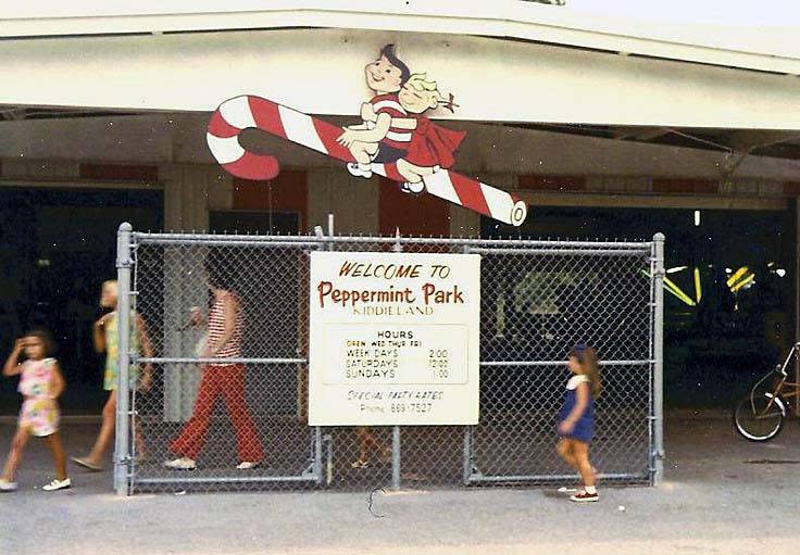 Also known as “Peppermint Park Kiddieland,” Peppermint Park began in a Sears parking lot in Pasadena in 1956.