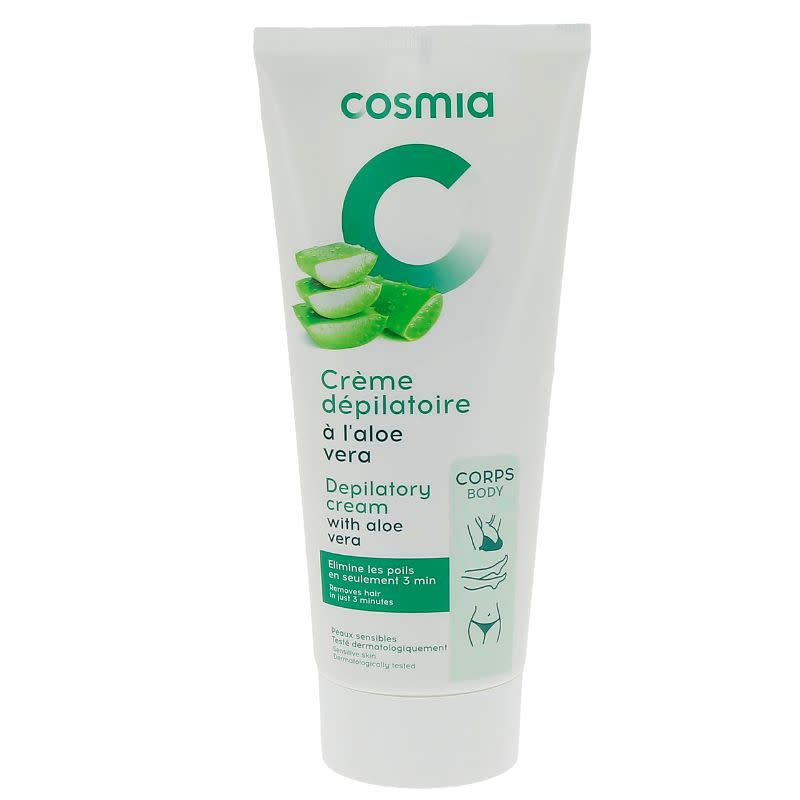 Crème Dépilatoire Corps à l'Aloe Vera, Cosmia, Auchan, 2,30 € les 200 ml